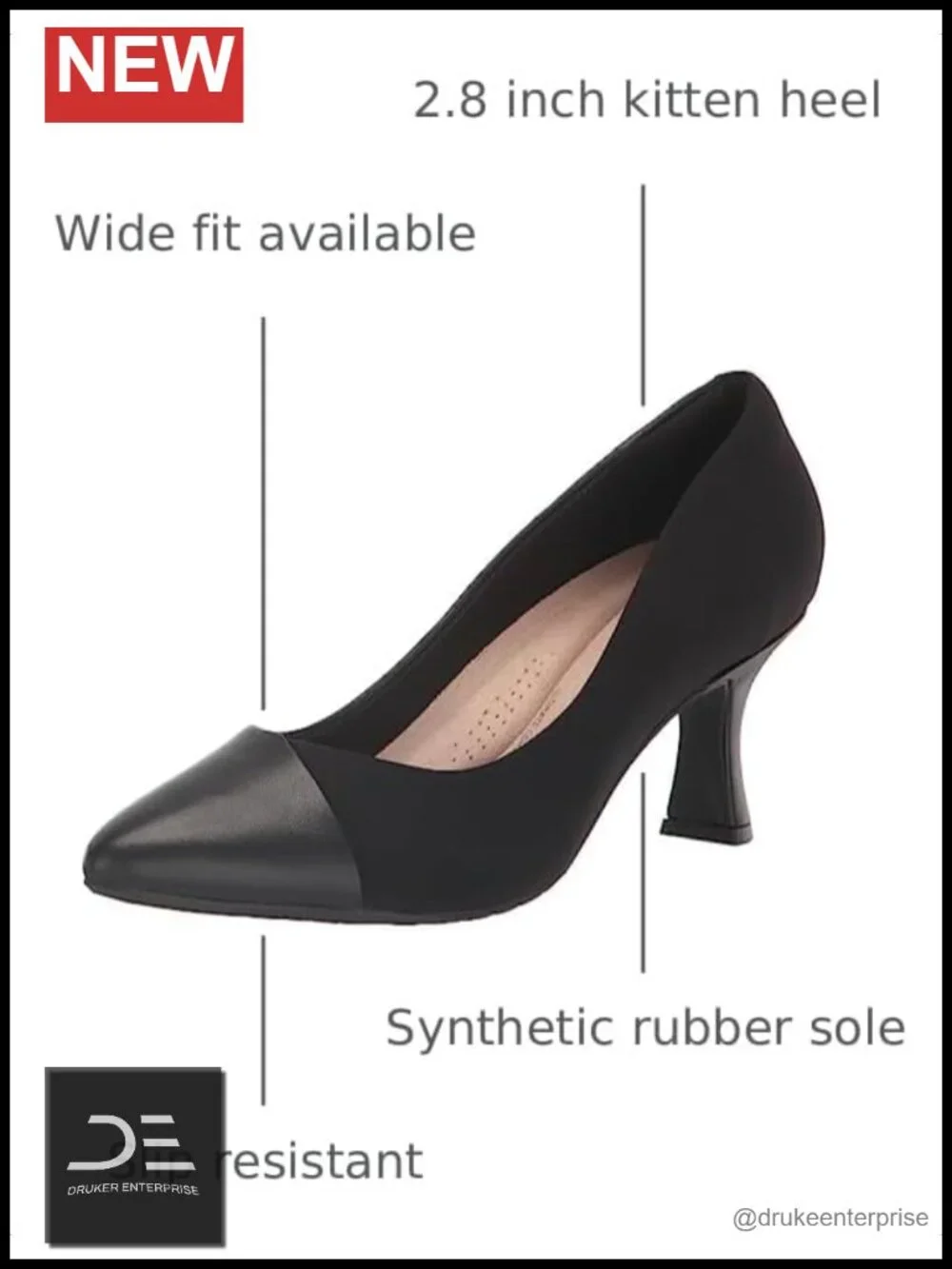 Women's Kitten Heel Pumps with 2.8 Inch Heel, Synthetic Rubber Sole